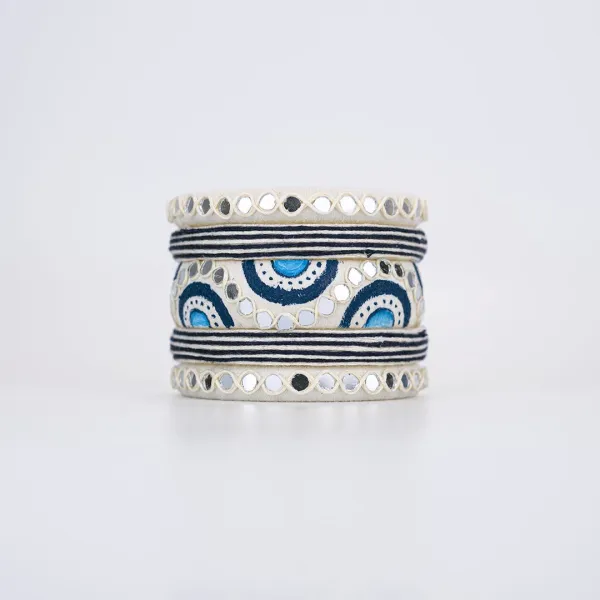 Dwaki Mini Handcrafted Mirror work Thread Bangles